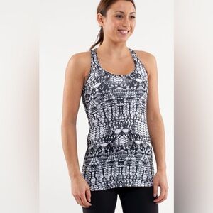 Lululemon Cool Racerback‎ White Black Glacier Lace Size Small / 4